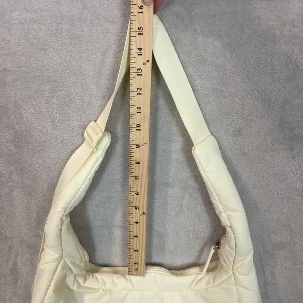 Athleta All About Large Crossbody Hobo Bag Yellow Travel Puffy Casual Sporty New
